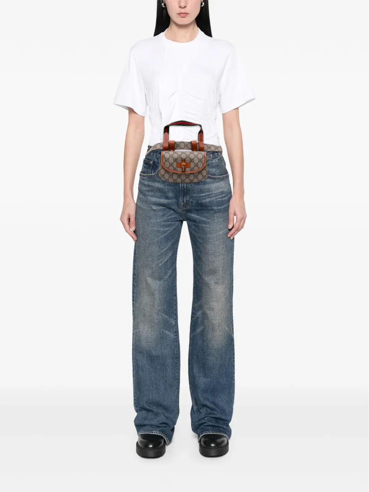 Gucci Vintage ミニGGスプリーム ウェブ バンブー1947 ベルトバッグ - ブラウン - 画像2