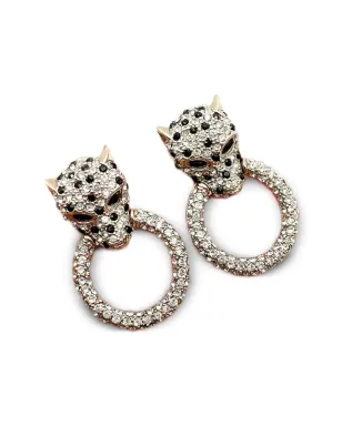 Jennifer Gibson Jewellery バトラー＆ウィルソン ビッグキャット クリスタル イヤリング - ゴールド - サムネイル2