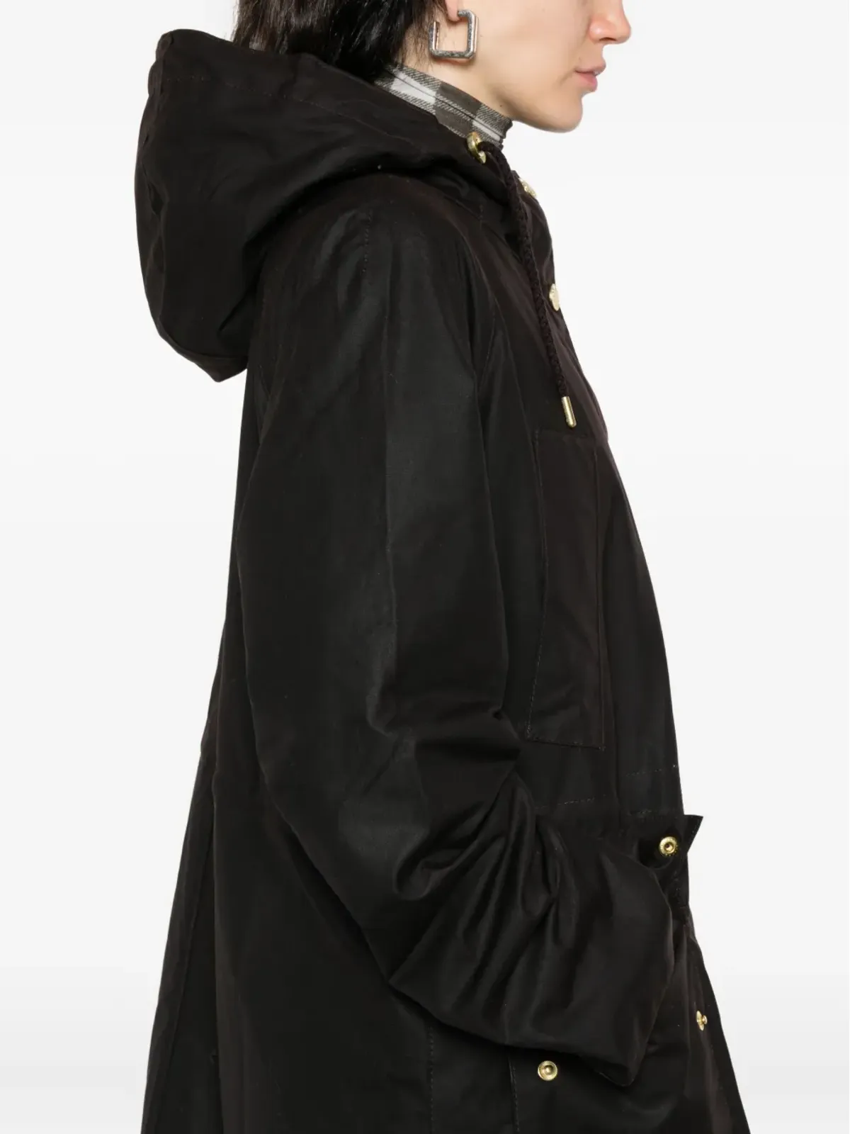 Barbour フード付きボタン留めコート - 画像5