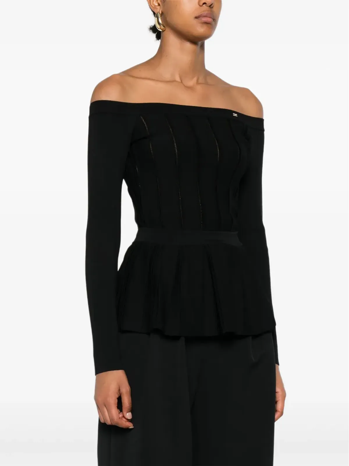 Elisabetta Franchi プリーツパネル ボートネック セーター - 画像3
