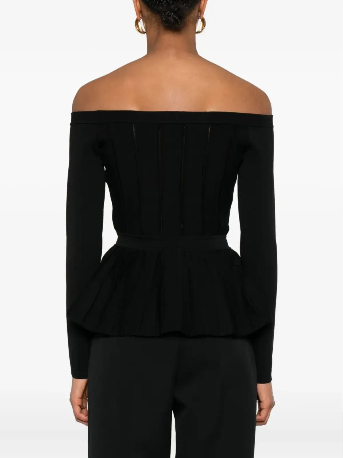 Elisabetta Franchi プリーツパネル ボートネック セーター - 画像4