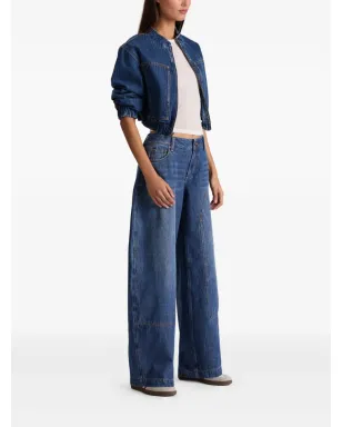 alice + olivia Andie ウィスカードコットンジーンズ ブルー - サムネイル3
