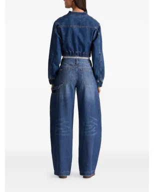 alice + olivia Andie ウィスカードコットンジーンズ ブルー - サムネイル4