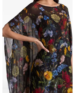 alice + olivia リン花柄プリント ケープ付きマキシドレス - ブラック - サムネイル5