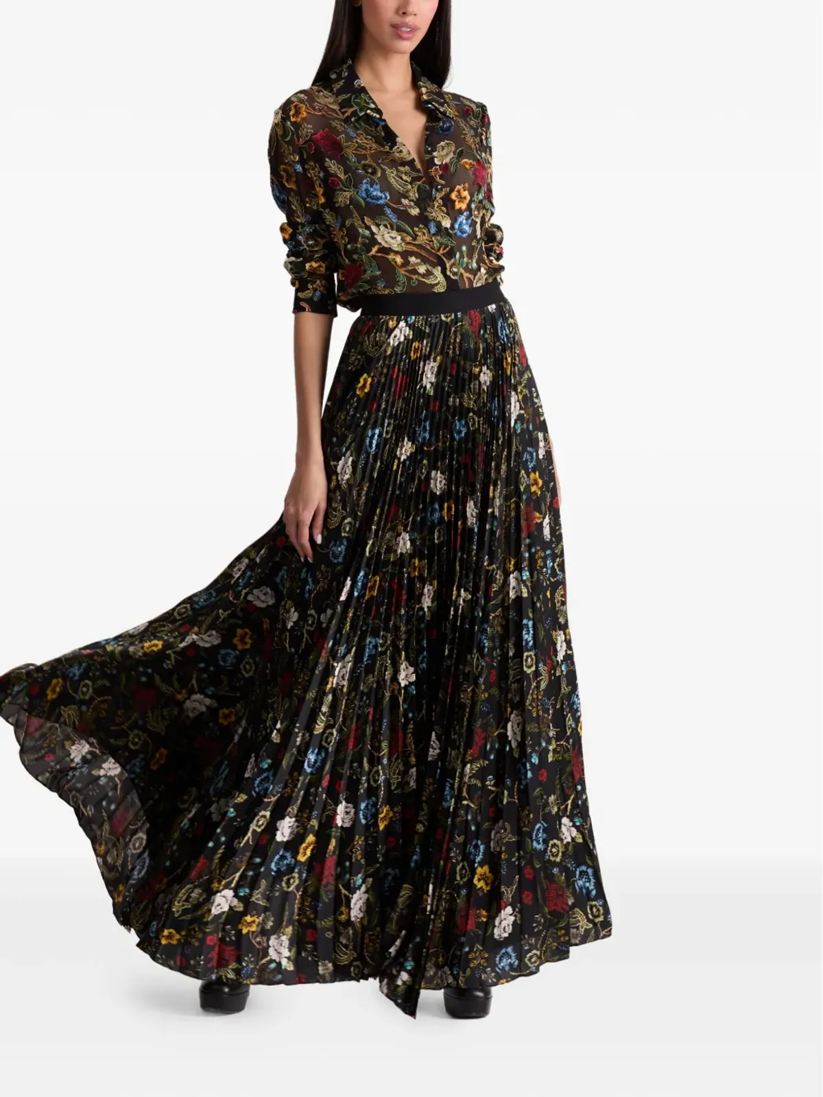 alice + olivia Katz プリーツマキシスカート - 画像2