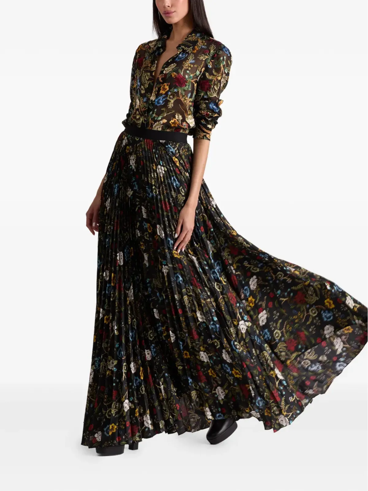 alice + olivia Katz プリーツマキシスカート - 画像3