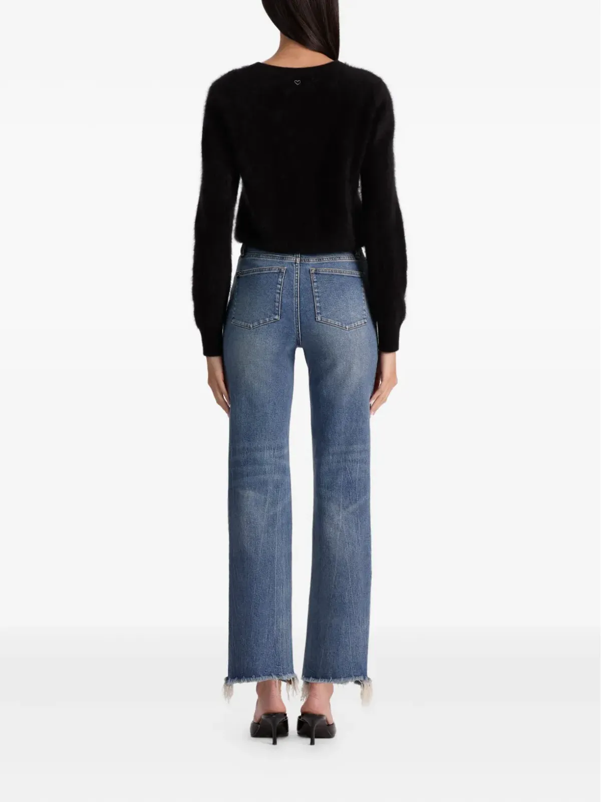 alice + olivia Carolee クルーネック ふわふわセーター（ブラック） - 画像4