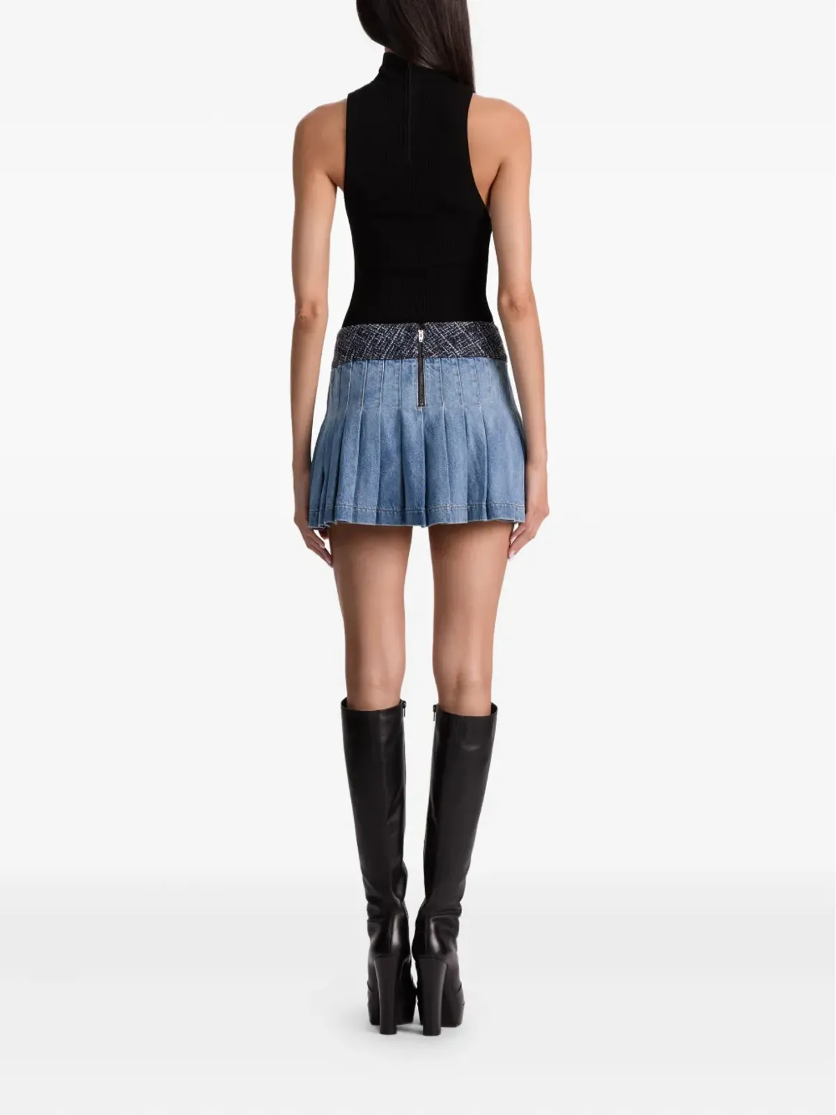 alice + olivia メラ プリーツデニムスカート - 画像4