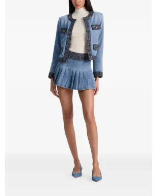 alice + olivia ランドン ツイードトリム デニムジャケット - ブルー - サムネイル2