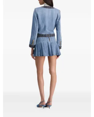 alice + olivia ランドン ツイードトリム デニムジャケット - ブルー - サムネイル4