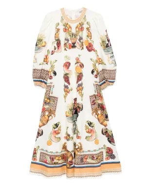 ALEMAIS メルカード フルーツ柄パフスリーブ ミディドレス - サムネイル1