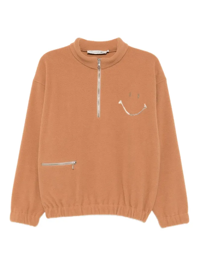Joshua Sanders Joshua Sanders エンブロイダード フリース ジップアップ スウェットシャツ - ブラウンの商品画像