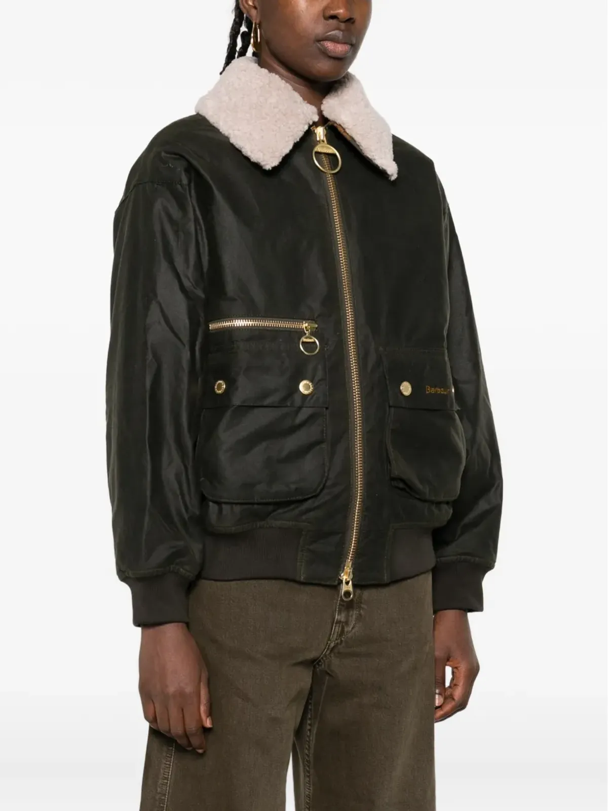 Barbour シアーリングカラー ジップフロント ジャケット - ブラウン - 画像3