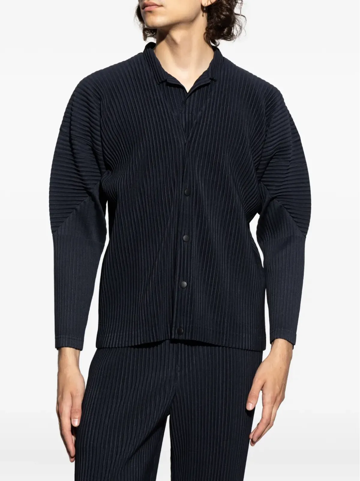 Homme Plissé Issey Miyake プリーツ ボタン留め付きカーディガン - 画像3