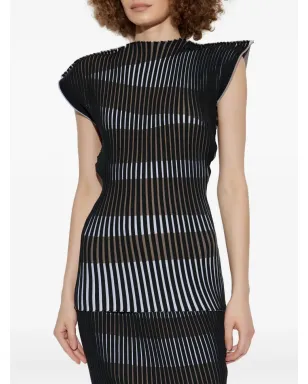 Issey Miyake ストライプ柄プリーツトップ - サムネイル1