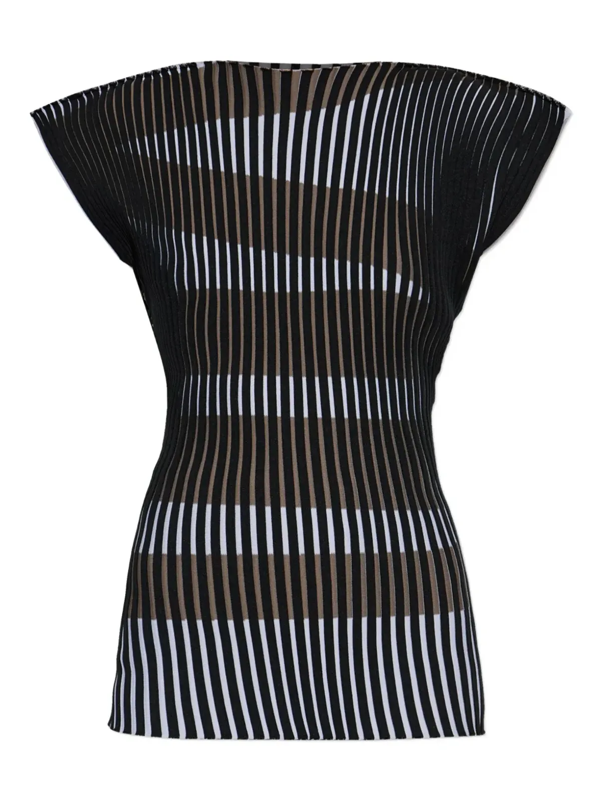 Issey Miyake ストライプ柄プリーツトップ - 画像5
