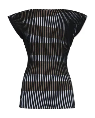 Issey Miyake ストライプ柄プリーツトップ - サムネイル5