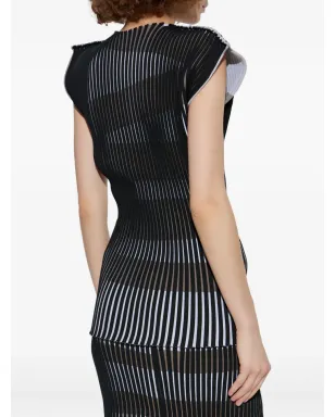 Issey Miyake ストライプ柄プリーツトップ - サムネイル3