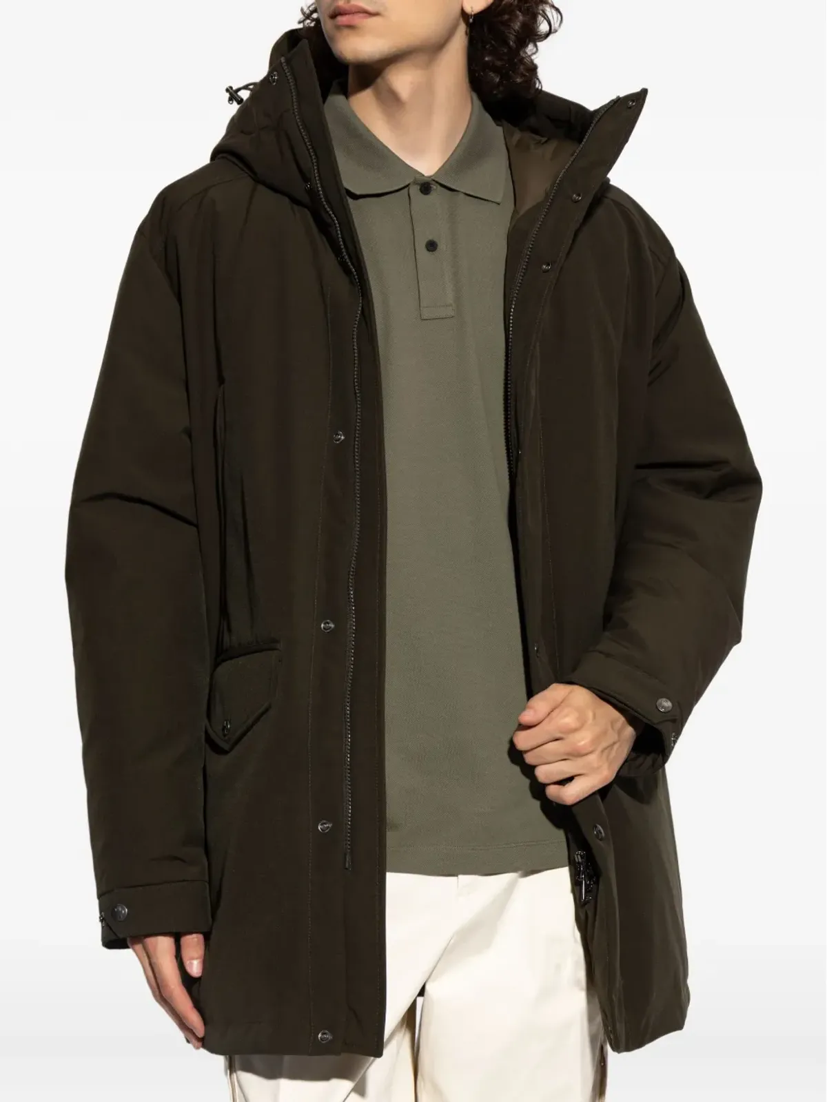 Moncler フード付きフラップポケットコート - 画像1