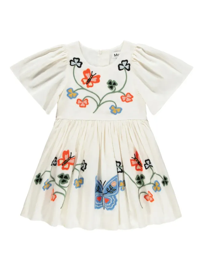 Molo Molo Carlin butterfly-flower embroidered dress - Whiteの商品画像