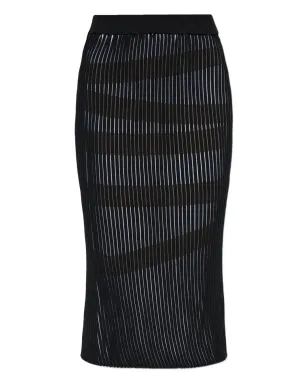 Issey Miyake striped slit skirt - Black - サムネイル1