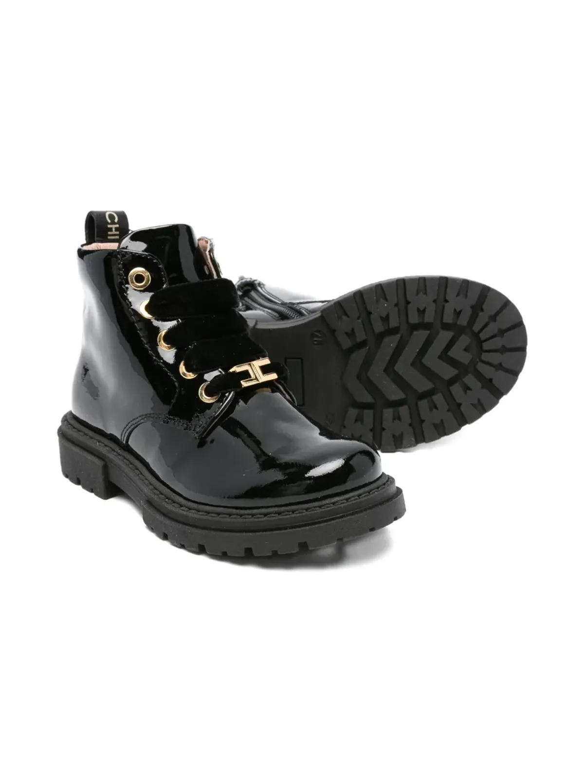 Elisabetta Franchi La Mia Bambina パテント仕上げブーツ ブラック - 画像2