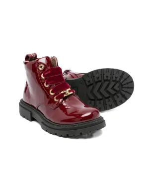Elisabetta Franchi La Mia Bambina パテントレザー レースアップブーツ - サムネイル2