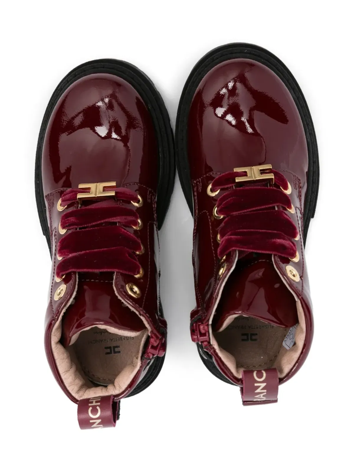 Elisabetta Franchi La Mia Bambina パテントレザー レースアップブーツ - 画像3
