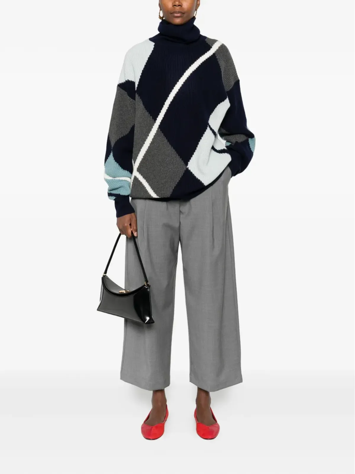 BOMPARD ダイヤモンド柄タートルネックセーター - 画像2