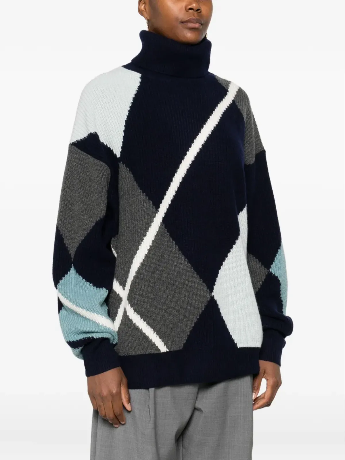 BOMPARD ダイヤモンド柄タートルネックセーター - 画像3