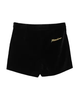 Moschino Kids ベルベット生地のクマボタン付きショーツ - Black - サムネイル2