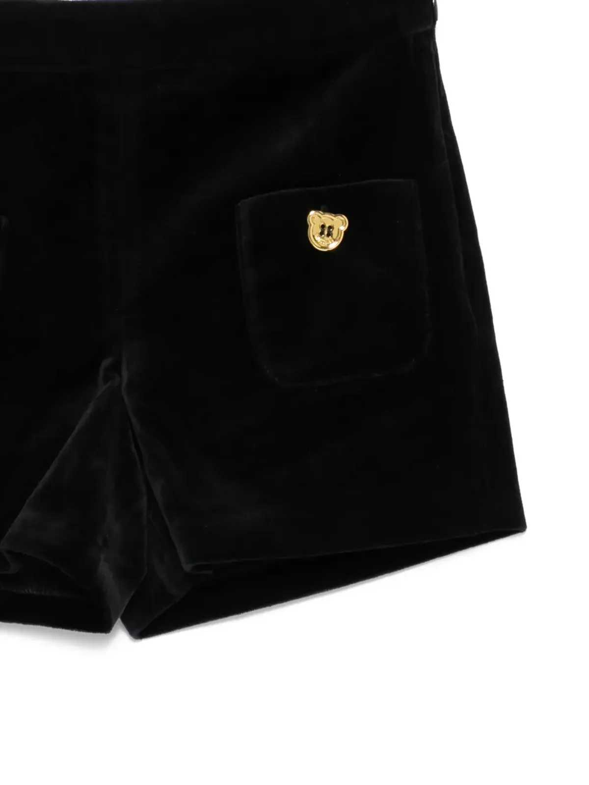 Moschino Kids ベルベット生地のクマボタン付きショーツ - Black - 画像3