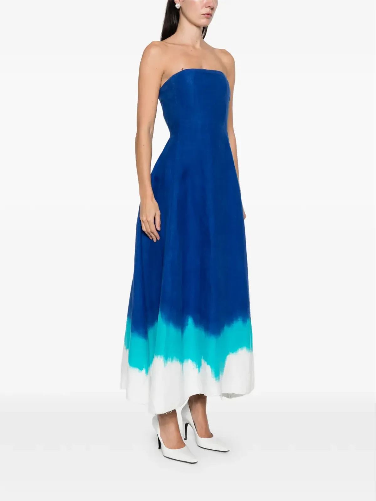 Gabriela Hearst Alessia strapless dip-dye maxi dress - Blue - 画像3