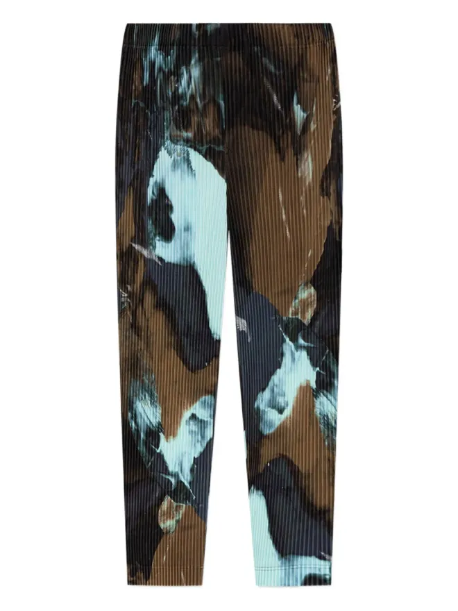 Homme Plissé Issey Miyake Homme Plissé Issey Miyake プリーツ柄抽象プリントパンツの商品画像