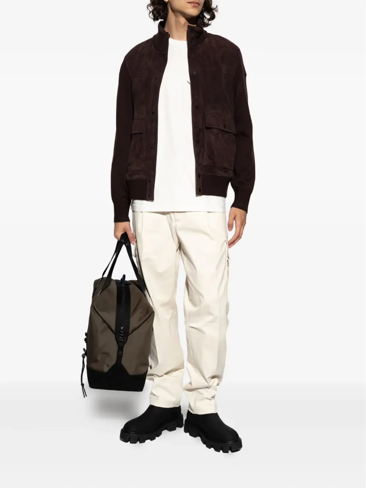 Moncler スエード編みパネルカーディガン - 画像2