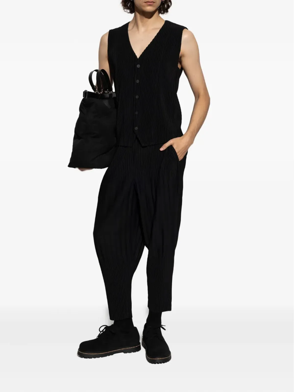 Homme Plissé Issey Miyake ウェストコート（プリーツ・ボタンダウン） - 画像2