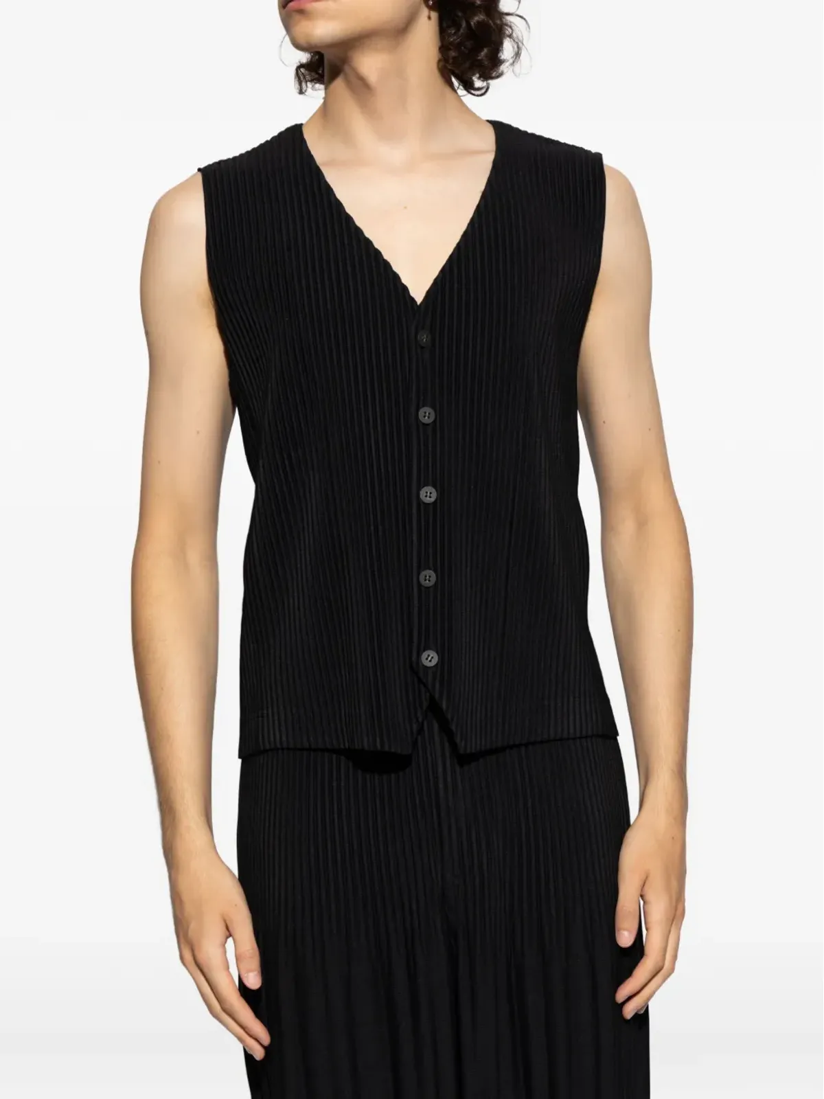 Homme Plissé Issey Miyake ウェストコート（プリーツ・ボタンダウン） - 画像3