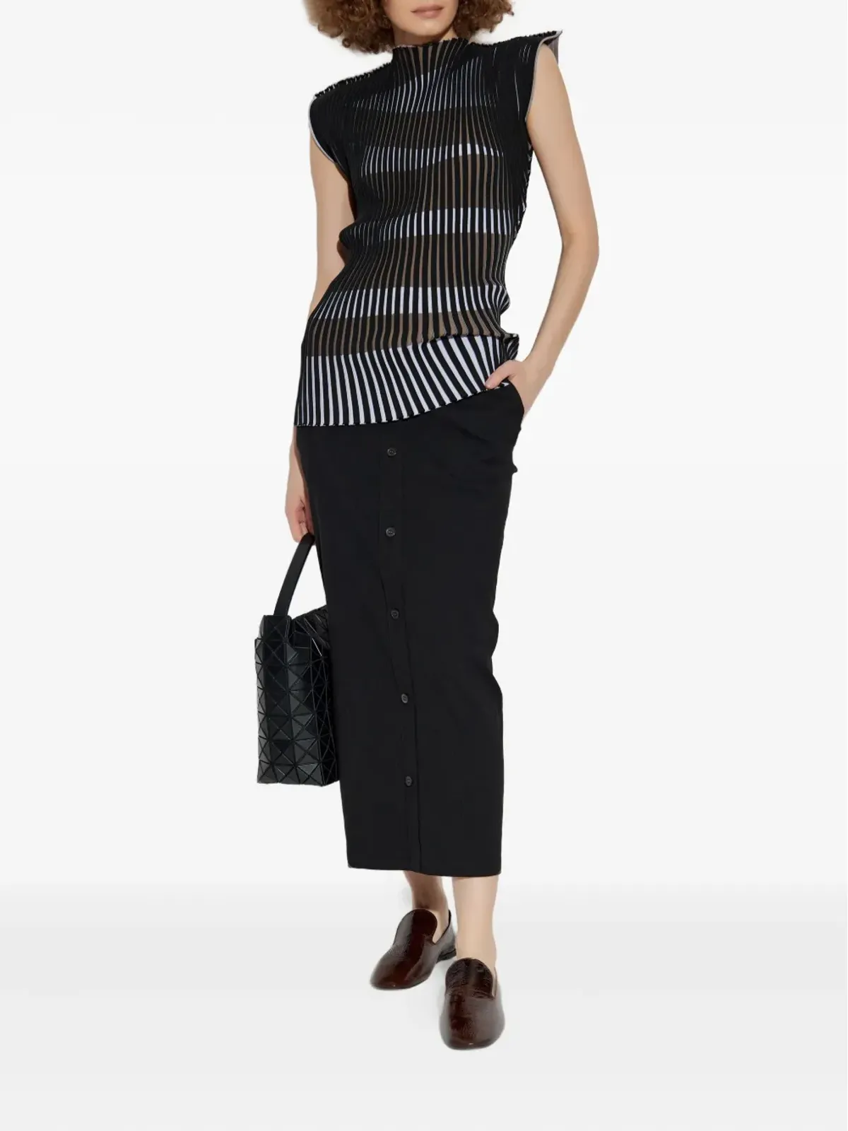 Issey Miyake トルソー風シャツボタン付きスカート - 画像2