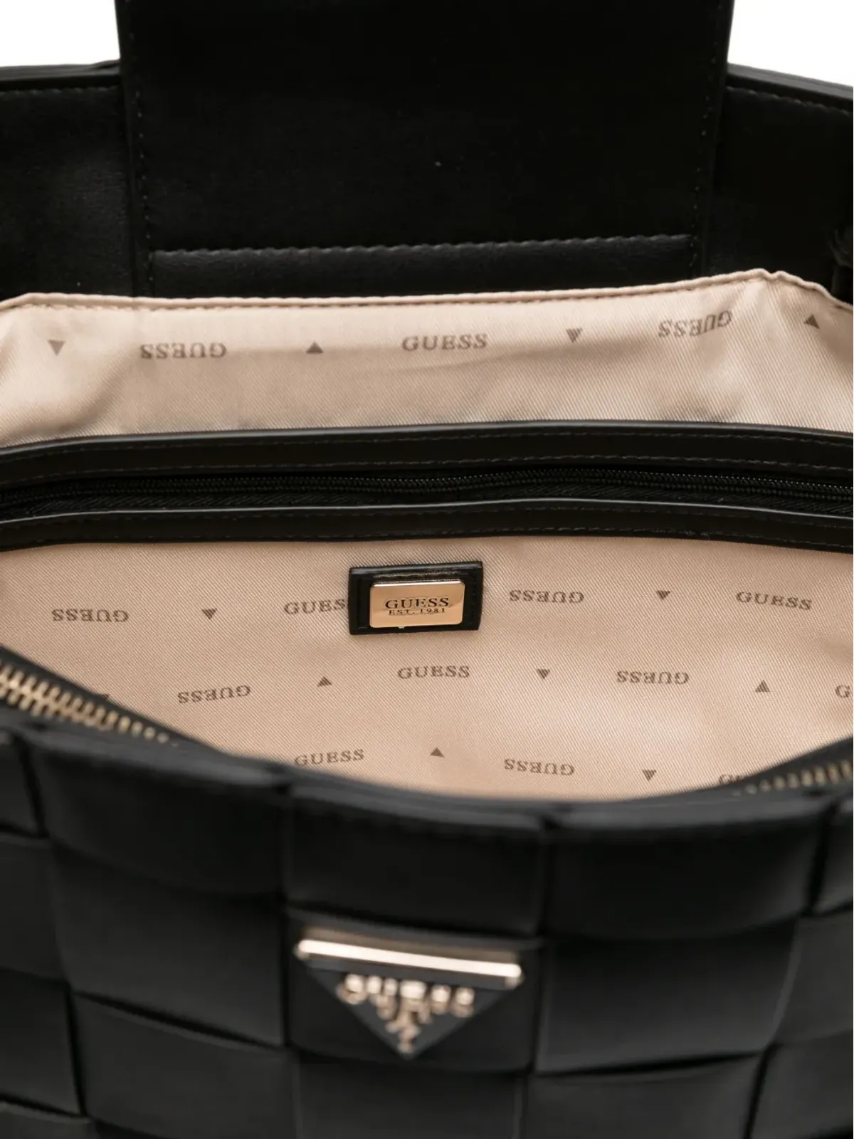 GUESS USA Maylee ウォーブンレザー トートバッグ - 画像4