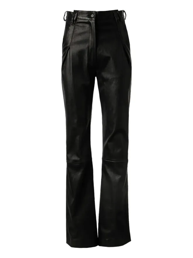 Almaz Almaz プリーツレザーパンツ ブラックの商品画像
