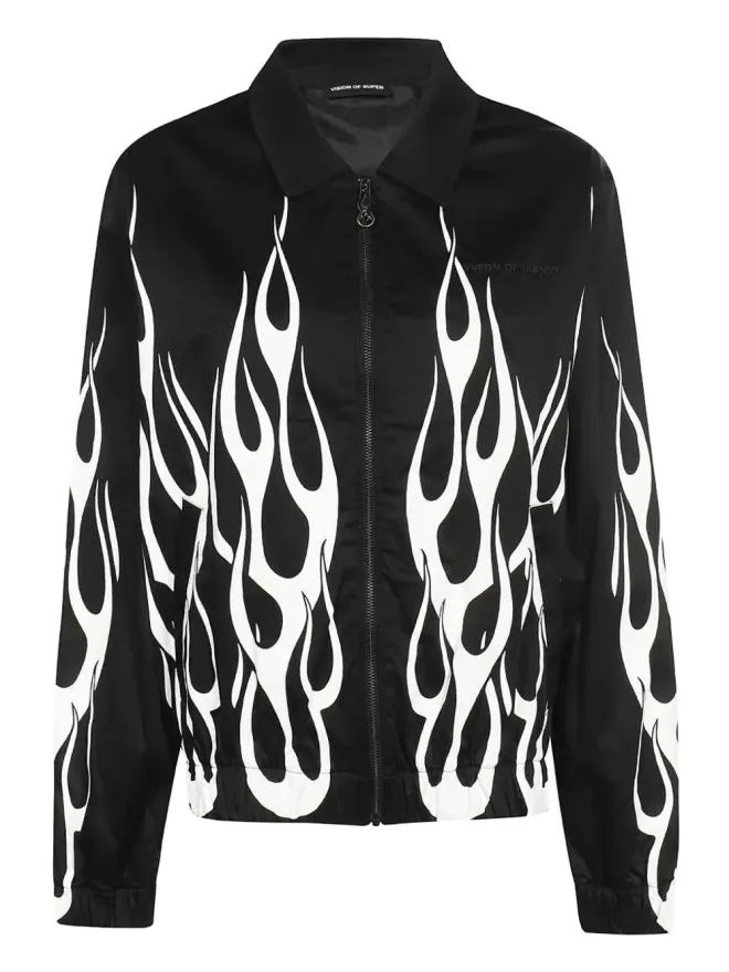 Vision Of Super Vision Of Super flame-print zip-front jacket - Blackの商品画像