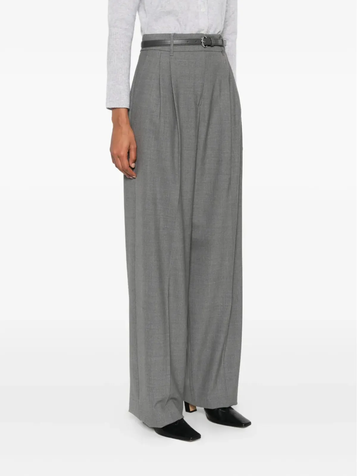 Max Mara プリーツフロントベルト付きパンツ - 画像3