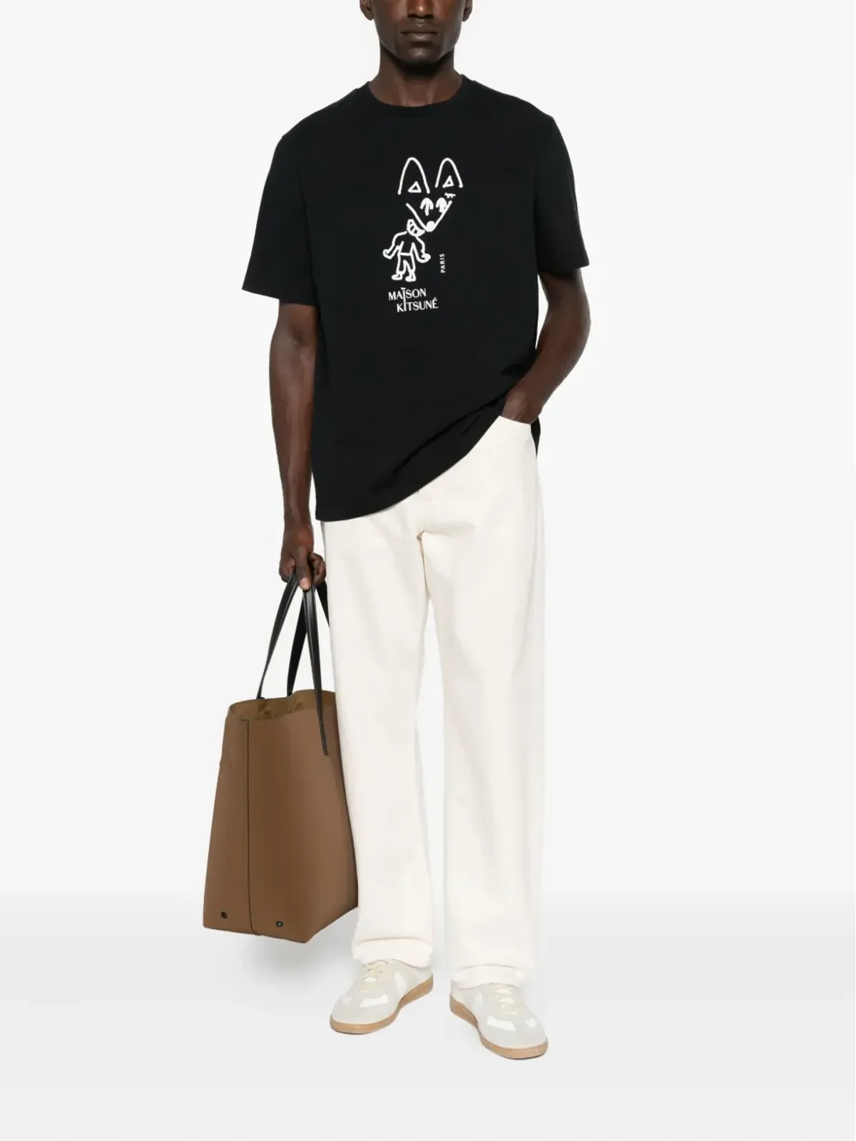 Maison Kitsuné パーティーフォックスプリントTシャツ - ブラック - 画像2