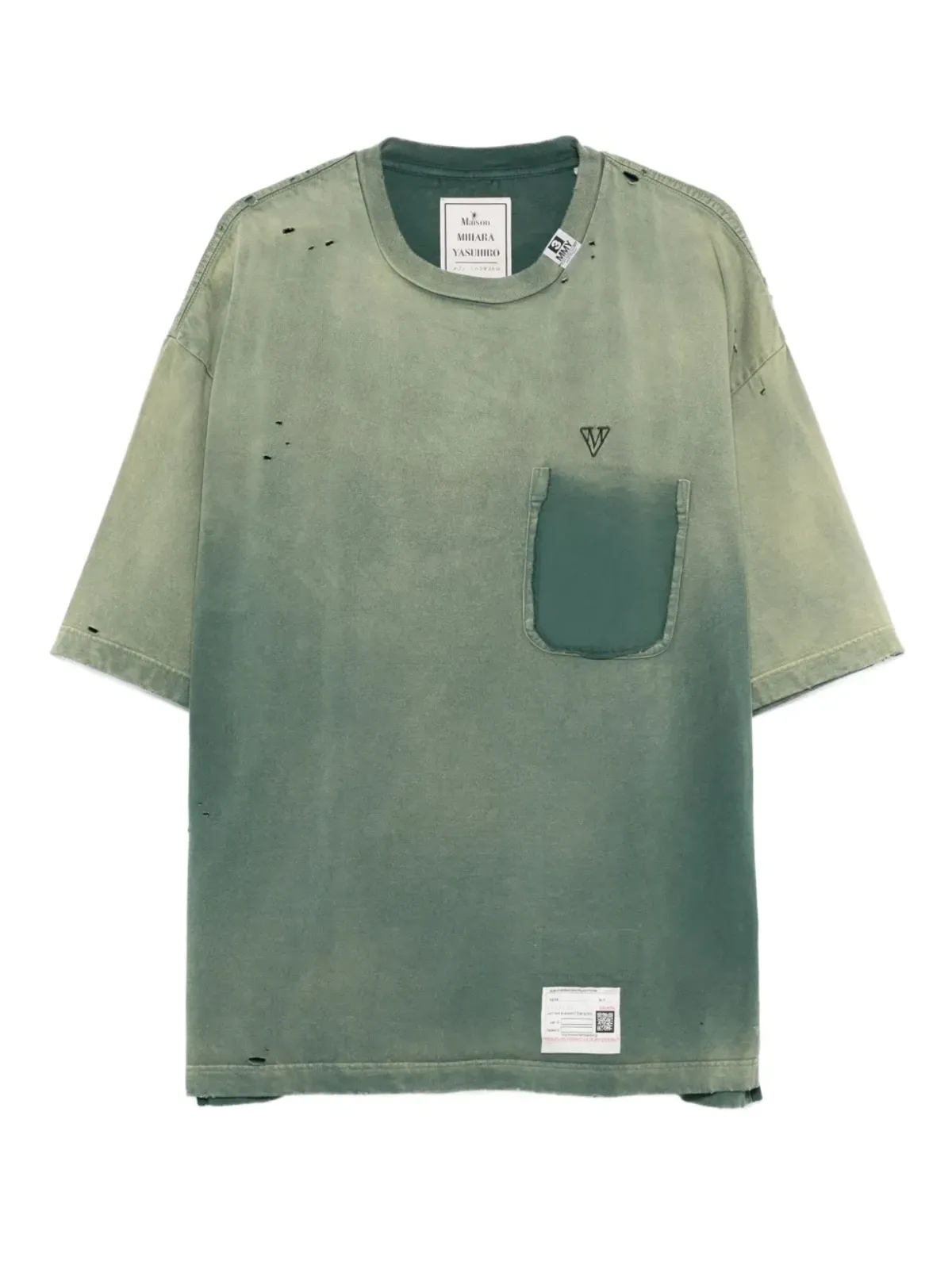 Maison MIHARA YASUHIRO 色落ち風コットンTシャツ グリーン - 画像1