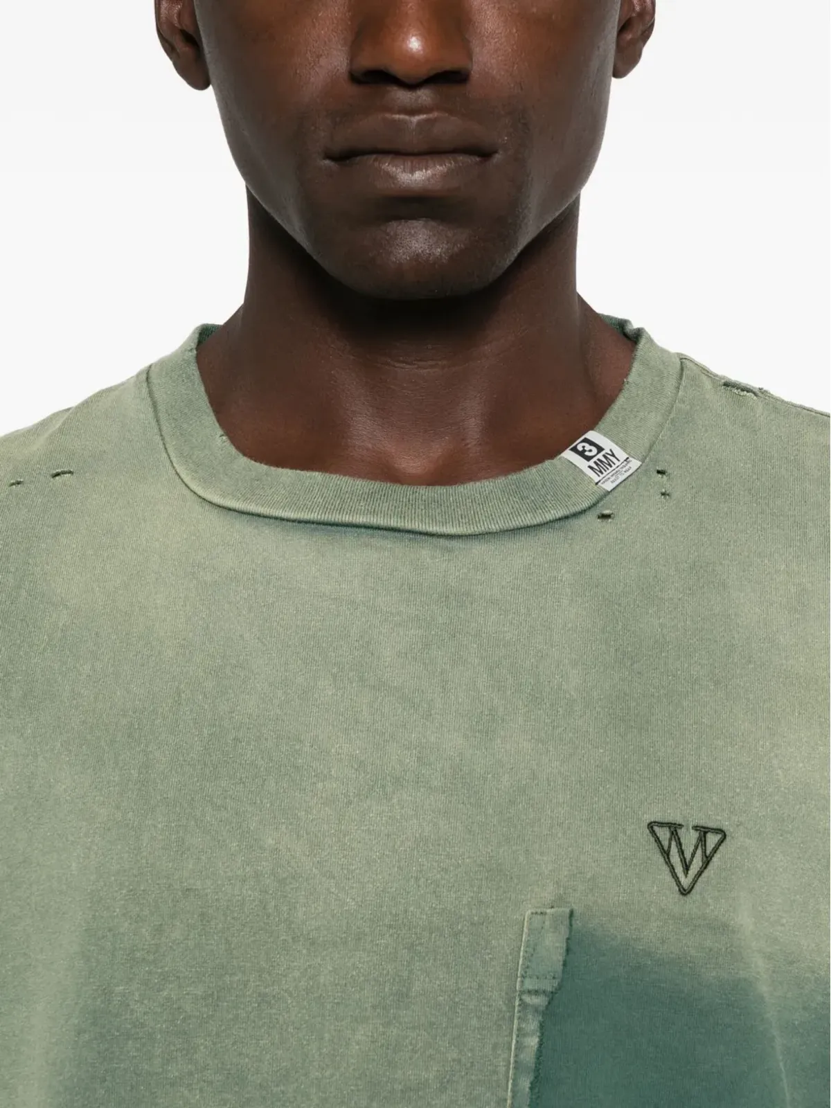 Maison MIHARA YASUHIRO 色落ち風コットンTシャツ グリーン - 画像4