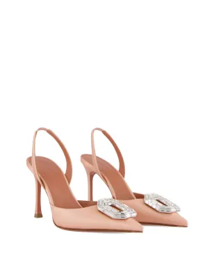 Amina Muaddi カメリア クリスタル装飾 スリングバックパンプス - ピンク - サムネイル3