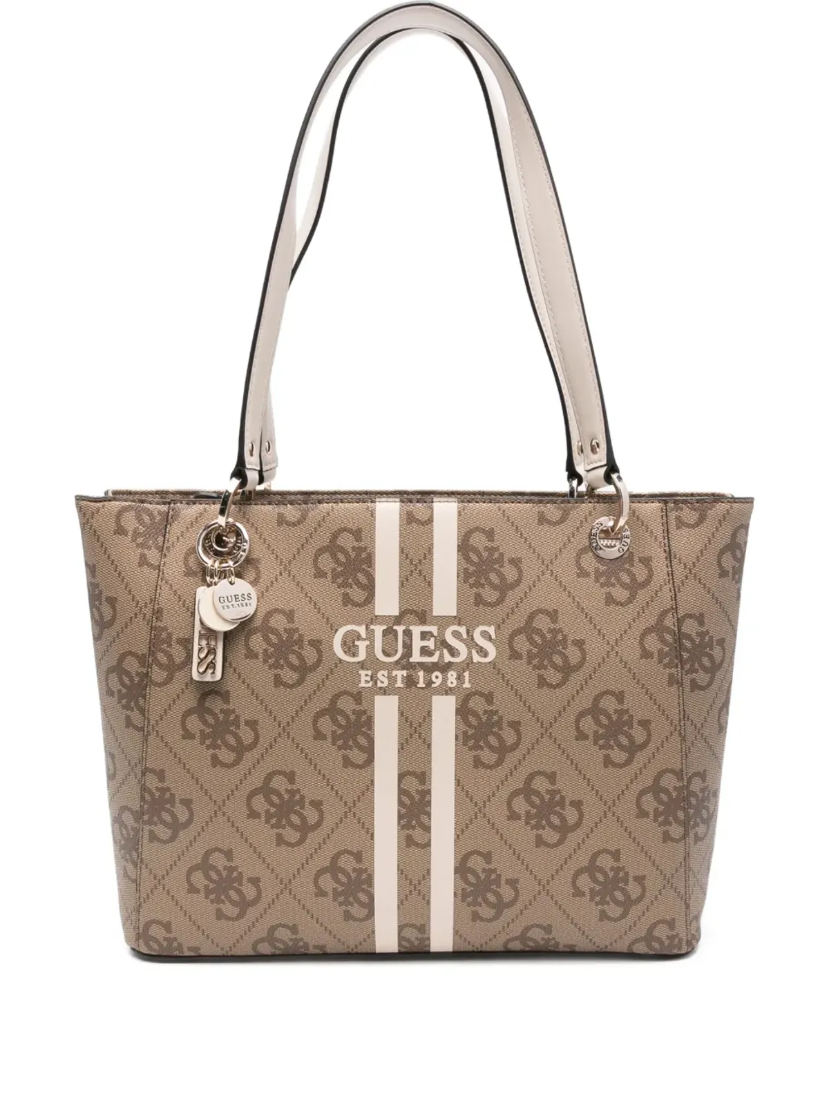 GUESS USA ロゴプレート ストライプ トートバッグ - 画像1