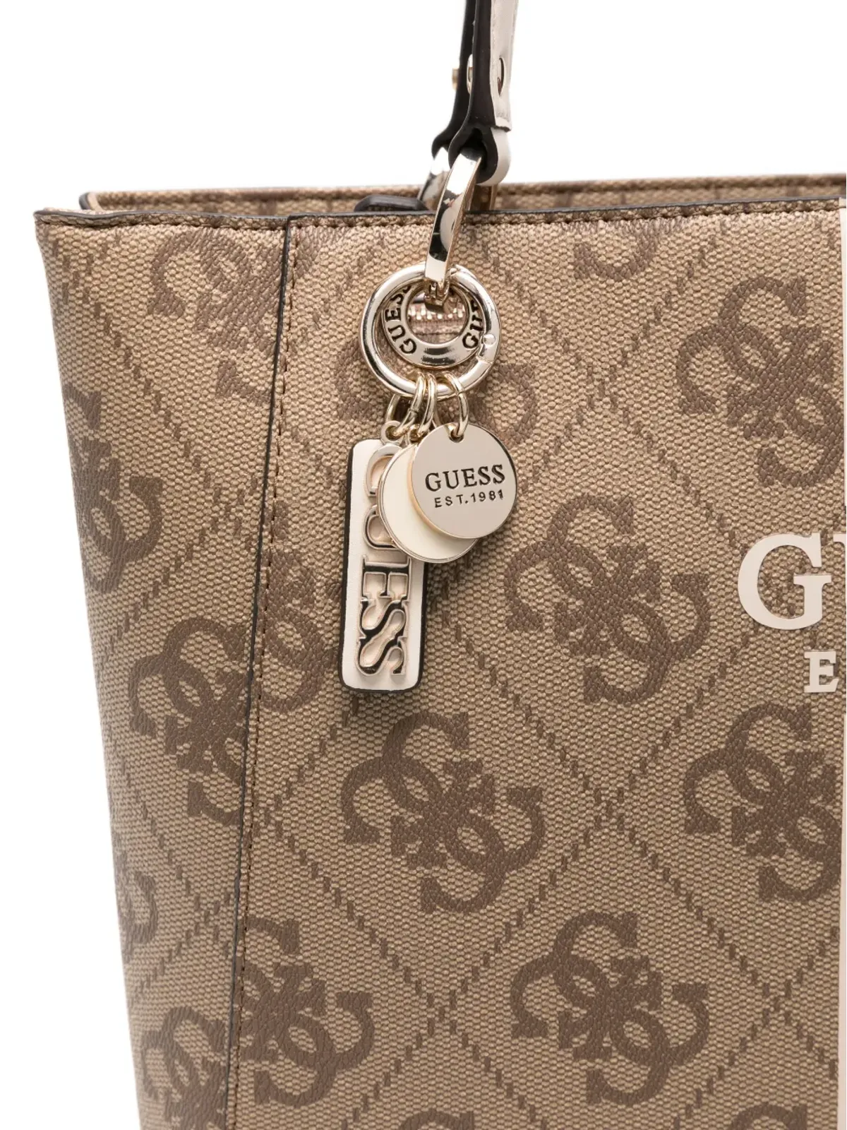 GUESS USA ロゴプレート ストライプ トートバッグ - 画像3