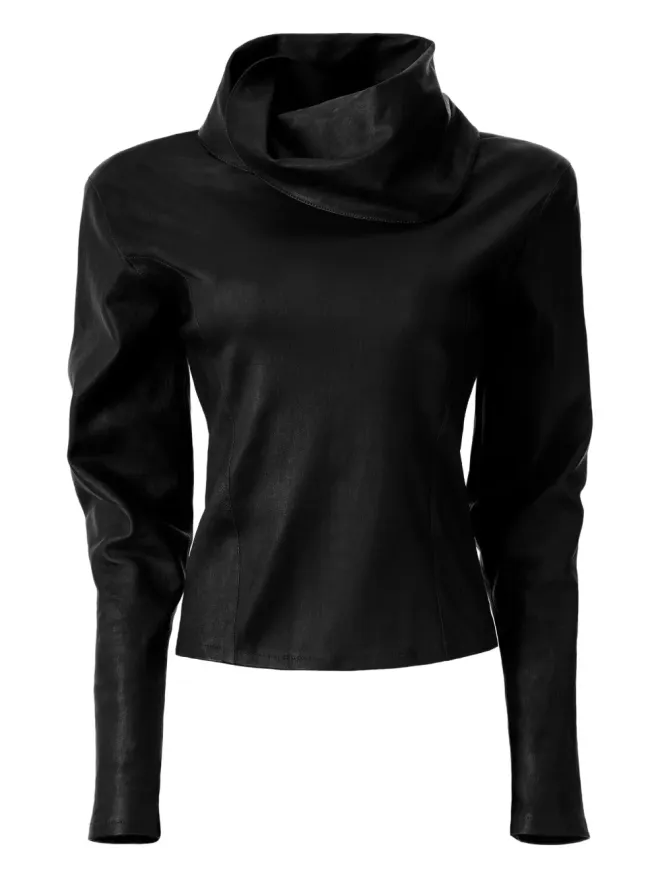Almaz Almaz カウルネック レザートップの商品画像
