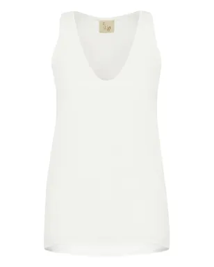 PAULA Vネックシルクタンクトップ - White - サムネイル1